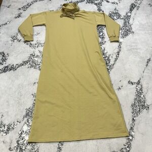 Everyday Basic Turtleneck Dress Womens Sz‎ 4 Yellow Long Sleeve Knit Midi